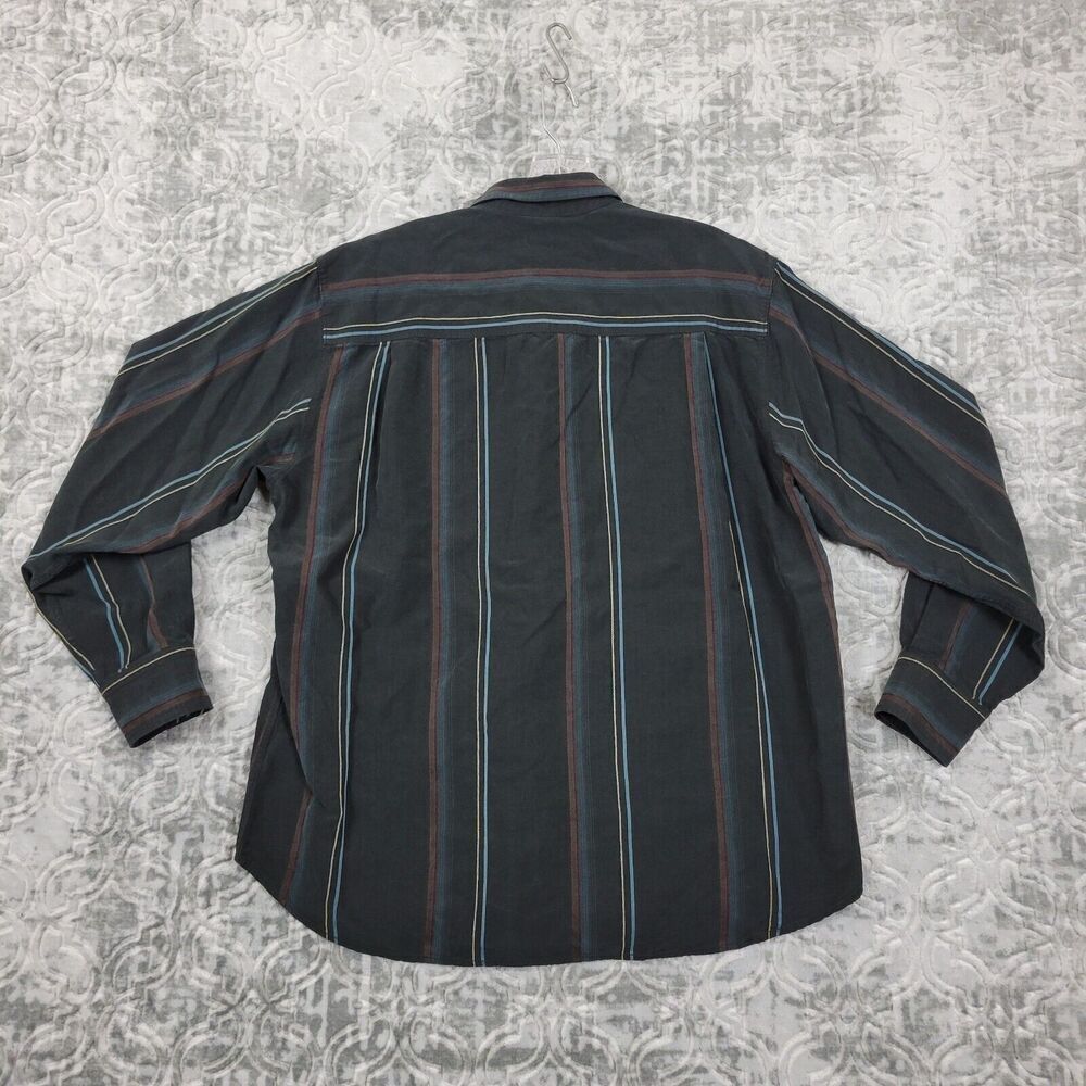 Tommy Bahama Shirt Mens XL Black Silk/Wool Blend Striped Long Sleeve Button Up - Picture 10 of 12